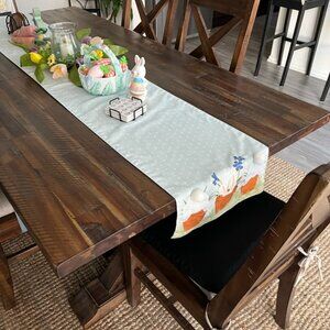 Table runner (90" x 14") light green w/ white pok-a-dots & bunnies on each end